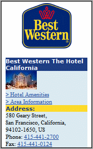 BestWestern Mobile "More" screen