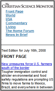 Christian Science Monitor on mobile