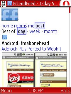FriendFeed iPhone Web App in Opera Mini