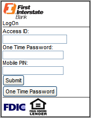 First Interstate Bank Login Screen