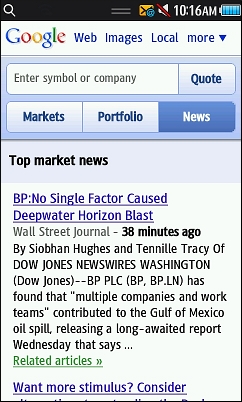 Google Finance News Tab 