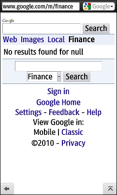 Google Finance - Broken in Opera Mini 