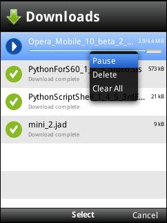 Opera Mobile 10 Beta 2  - Download Manager 