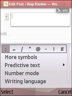 Opera Mobile 10 - Pencil Key Menu 