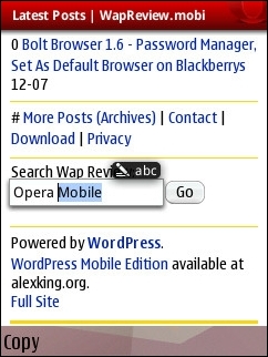Opera Mobile 10 - In-line Edit, T9 Mode 