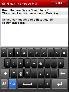 Opera Mini 5 Beta 2 - Enter Key 