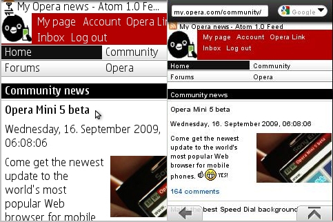 Opera Mini 5 Menus Hidden