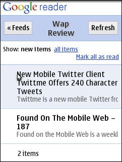 Opera Mobile 10 - Google Reader for iPhone 