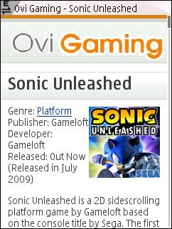 Ovi Gaming Mobile Site