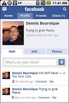 Facebook Wall With Place - Android Browser