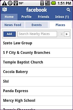 Nearby Places - Android Browser