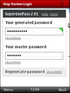 SuperGenPass Bookmarklet Dialog 