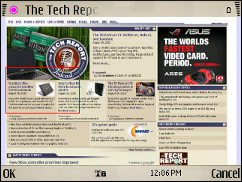 Symbian V7.2 Browser - TechReport.com Keyhole View