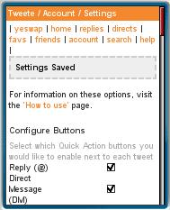 Tweete Settings Page
