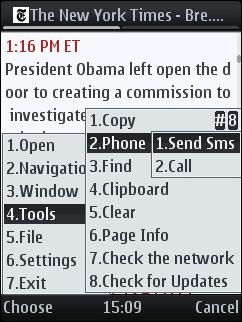 UCWEB 6.5 Beta Tools Menu