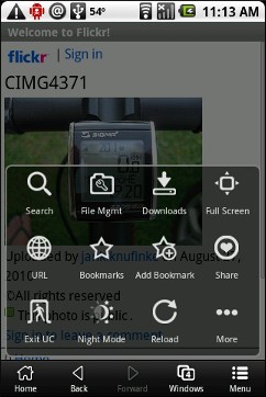 UC Browser for Android - Main Menu