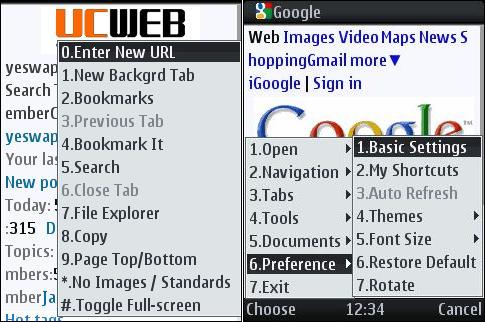 UCWEB 6.6 auto refresh and shortcut keys