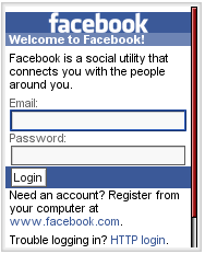 Facebook Login Screen
