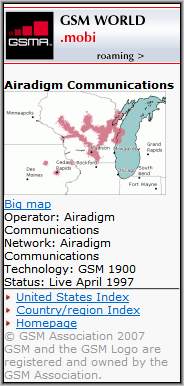 gsmWorld.mobi Coverage Map