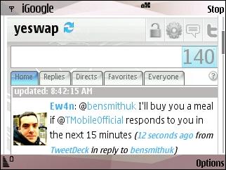 TwitterGadget in iGoogle on S60 WebKit TwitterGadget in iGoogle on S60 WebKit
