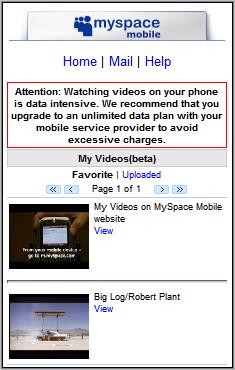 My Space Mobile Video