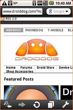 Opera Mini 5 Android - Droid Dog with Navigation