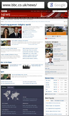 Opera Mobile Android - BBC Homepage 