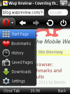 Opera Mobile 11 Menu on Nokia N95