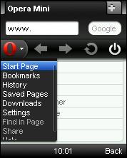 Opera Mini 6 Lite Menu