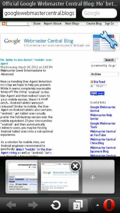 Opera Mini 6 (Symbian^3) Tab Menu