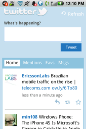 Opera Mini 6.5 Twitter