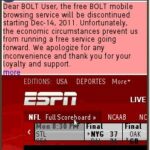 "Discontinued" message overlay in Bolt Browser