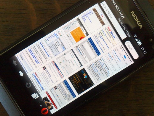 Opera Mini Next Speed Dial Page on Nokia N8