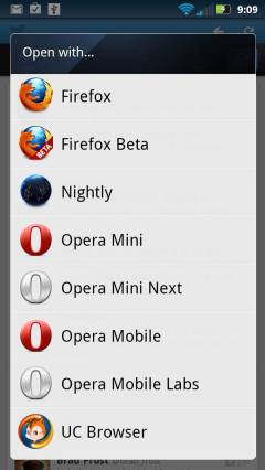 Switch Browser App's  Open With Menu