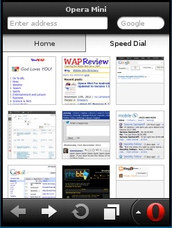 Opera Mini 7.1 Speed Dial Screen Opera Mini 7.1 Speed Dial Screen